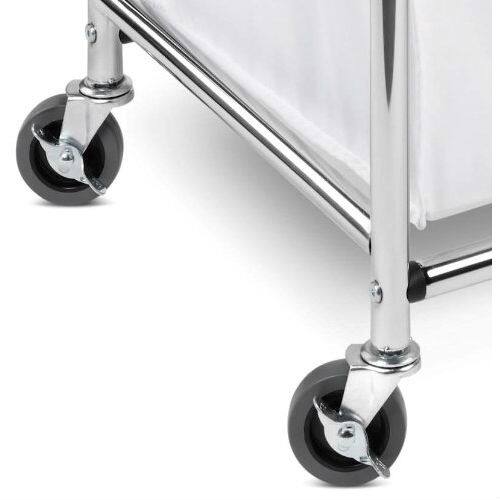 Left. Hivvago - Heavy Duty Commercial Grade Laundry Sorter Hamper Cart in White Chrome - White Chrome.