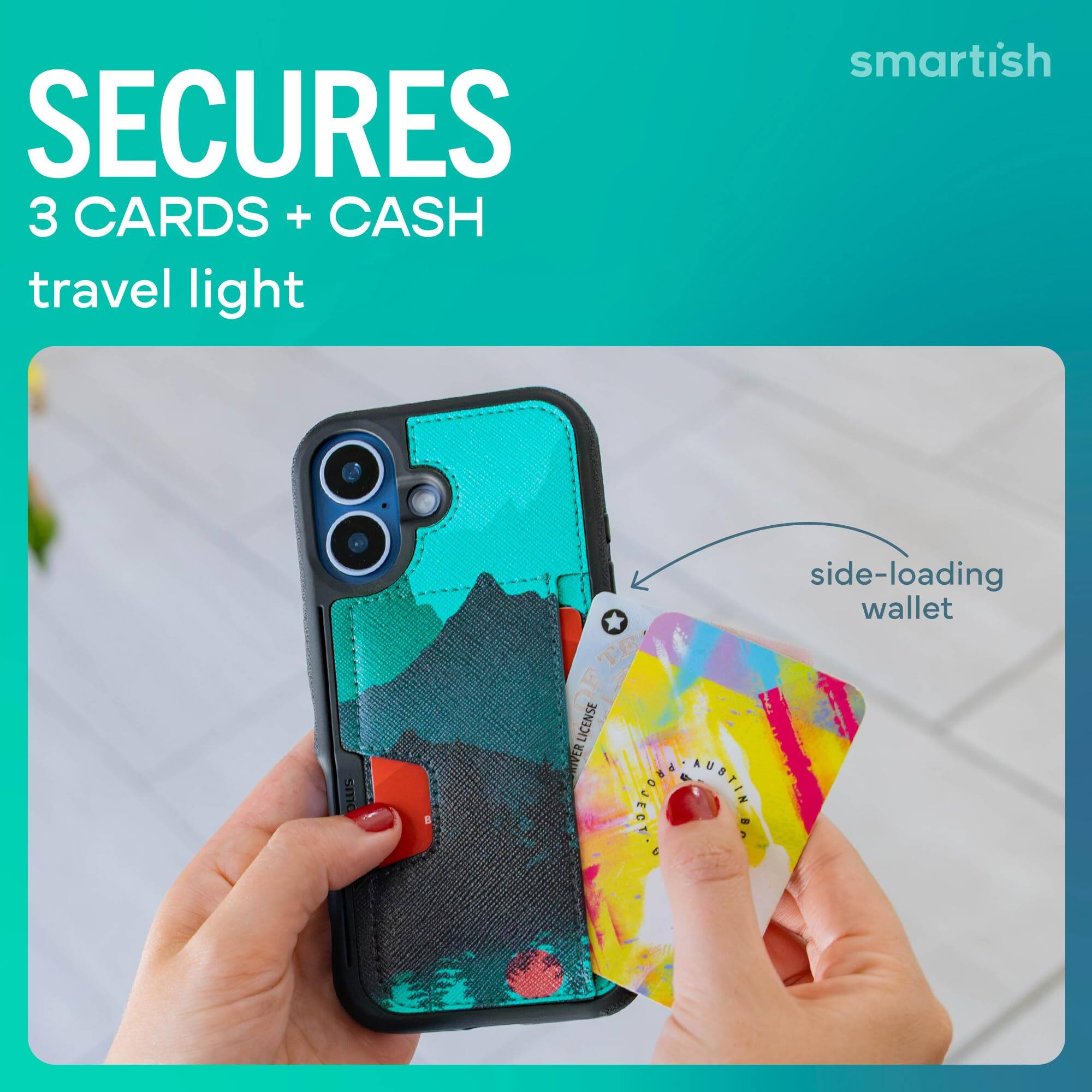 SECURES 3 CARDS + CASH travel light

smartish

side-loading wallet