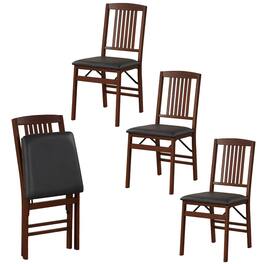 Gymax - Folding Dining Chairs Set of 4 /Padded Seat Rubber Wood Frame for Dining Room - Brown, Black