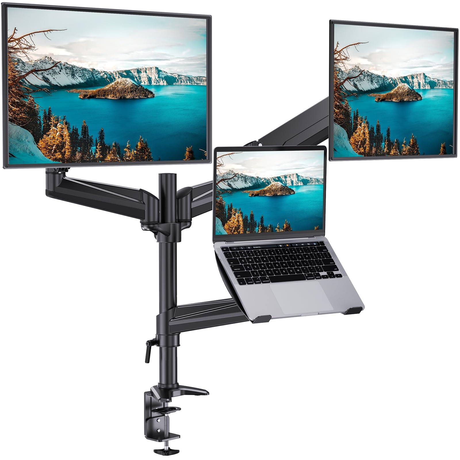 Front. Empire DigiLabs - Dual Monitor And Laptop Mount For Max Adjustable Arm With Tilt Swivel Rotation Notebook Stand Vesa Bracket - Default.