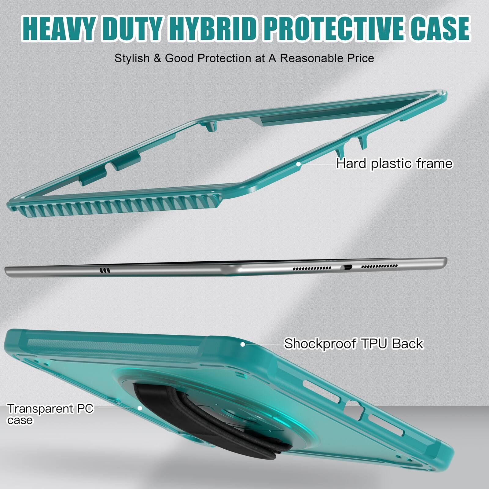 HEAVY DUTY HYBRID PROTECTIVE CASE  
Stylish & Good Protection at A Reasonable Price  
Hard plastic frame  
Shockproof TPU Back  
Transparent PC case