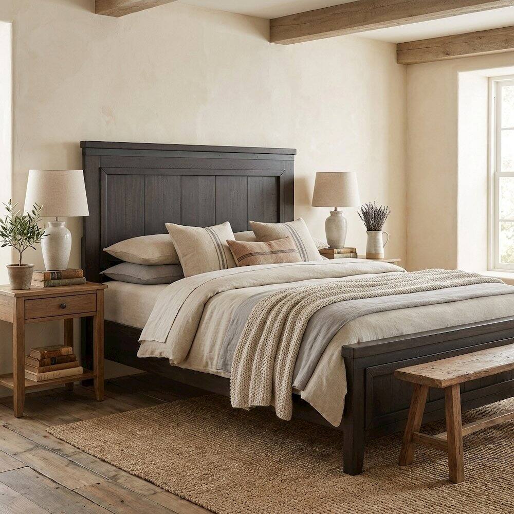 Alt View 3. Starlight Canyon Home - Rock Beaten Brown Headboard with Saw Cuts Rustic Solid and Manufactured Wood - Brown.