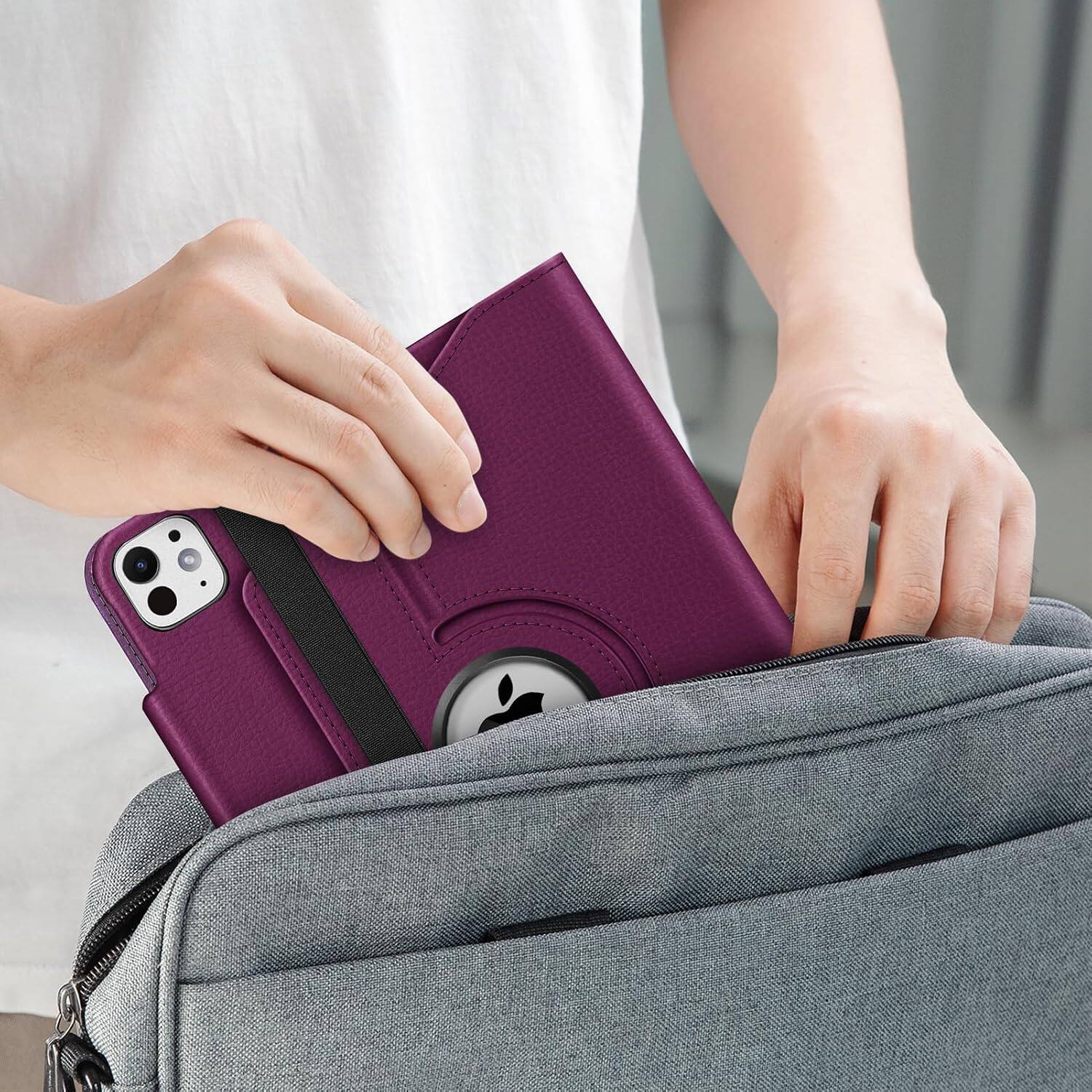 Alt View 4. Fintie - Rotating Case for iPad Pro 11-inch (M5) 2025 / (M4) 2024 | Portrait & Landscape Viewing Swivel Smart Stand Cover - Purple.