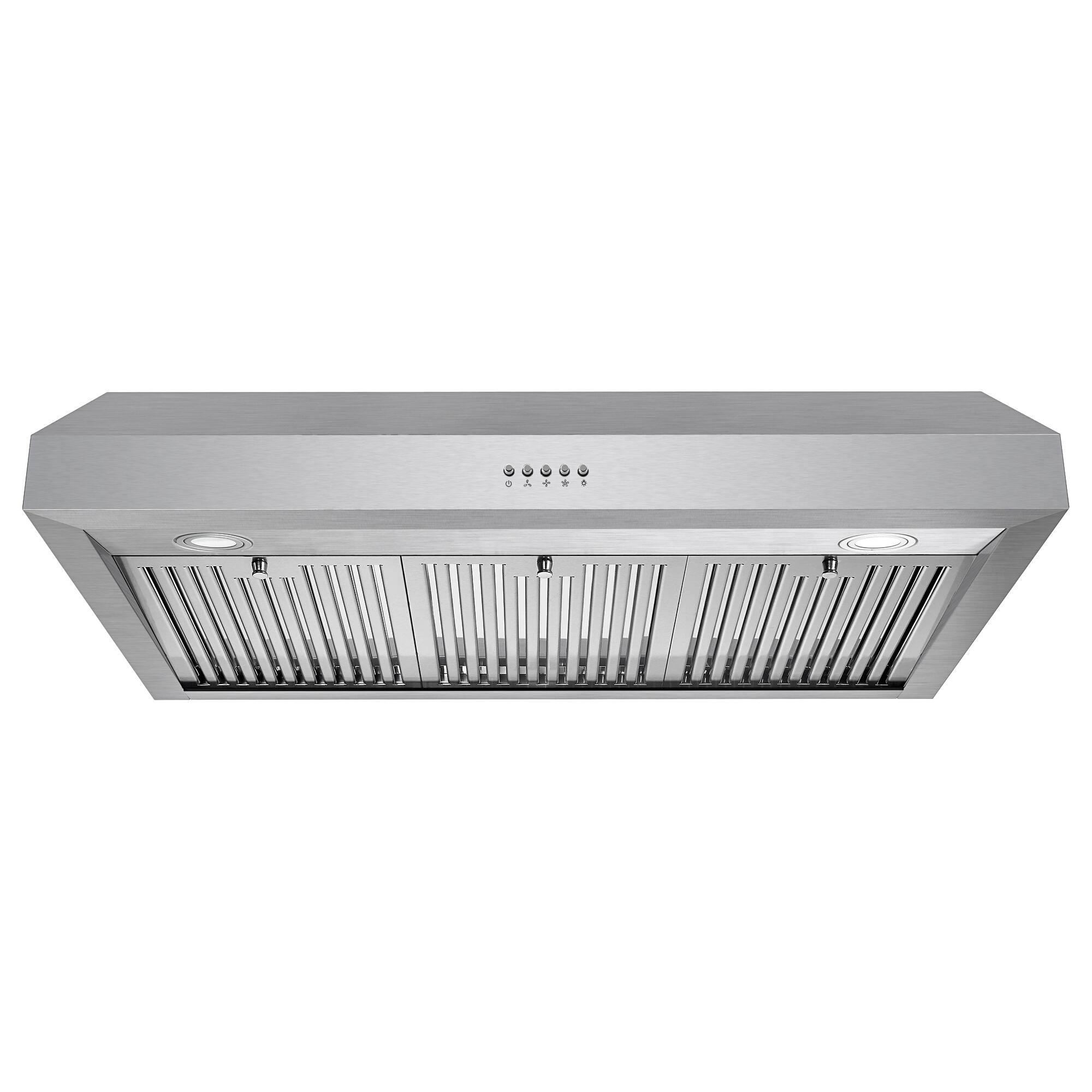 Front. COSMO - UC36 36 in. Haven Collection 380 CFM Ducted Under Cabinet Range Hood, LED Lights, Button Controls - Stainless Steel.