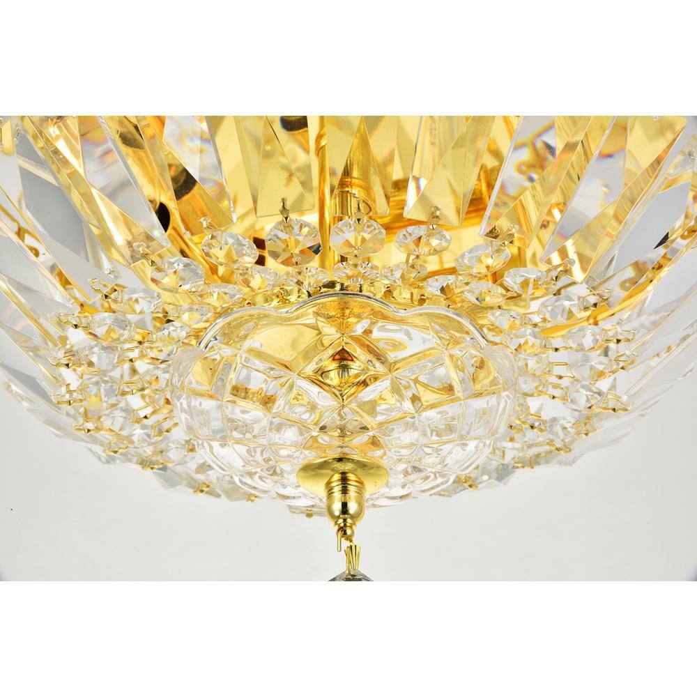 Left. Elegant Lighting - Tranquil 4 light Gold Flush Mount Clear Royal Cut Crystal - Gold.