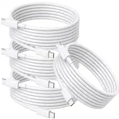 Front. Qixxronics - 4PCS USB-C to USB-C Cable 6FT, Charging for iPhone 16 E/17/Air/15/Pro/Plus/Pro Max, MacBook Pro/Air, iPad Pro/Air/Mini - White.