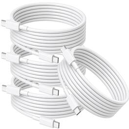 Qixxronics - 4PCS USB-C to USB-C Cable 6FT, Charging for iPhone 16 E/17/Air/15/Pro/Plus/Pro Max, MacBook Pro/Air, iPad Pro/Air/Mini - White