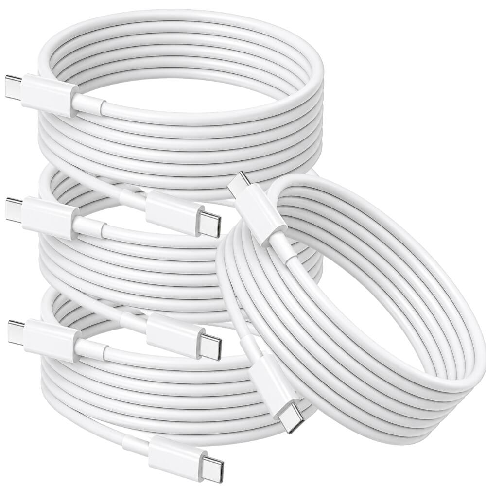 Front. Qixxronics - 4PCS USB-C to USB-C Cable 6FT, Charging for iPhone 16 E/17/Air/15/Pro/Plus/Pro Max, MacBook Pro/Air, iPad Pro/Air/Mini - White.