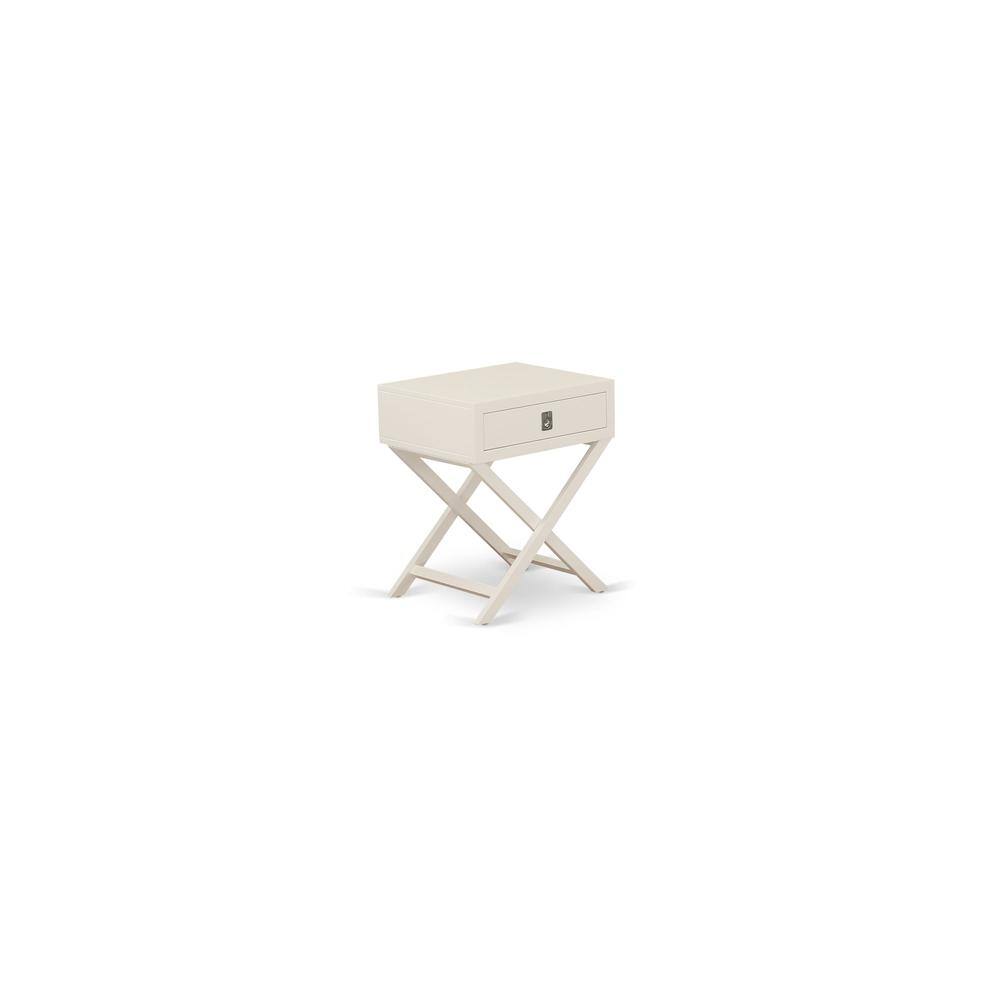 Alt View 2. East West Furniture - NL19F-1HA05 2 Piece Bedroom Set - 1 Full Bed White Velvet Fabric Headboard and 1 Wood Night Stand - White Finish - White Velvet.