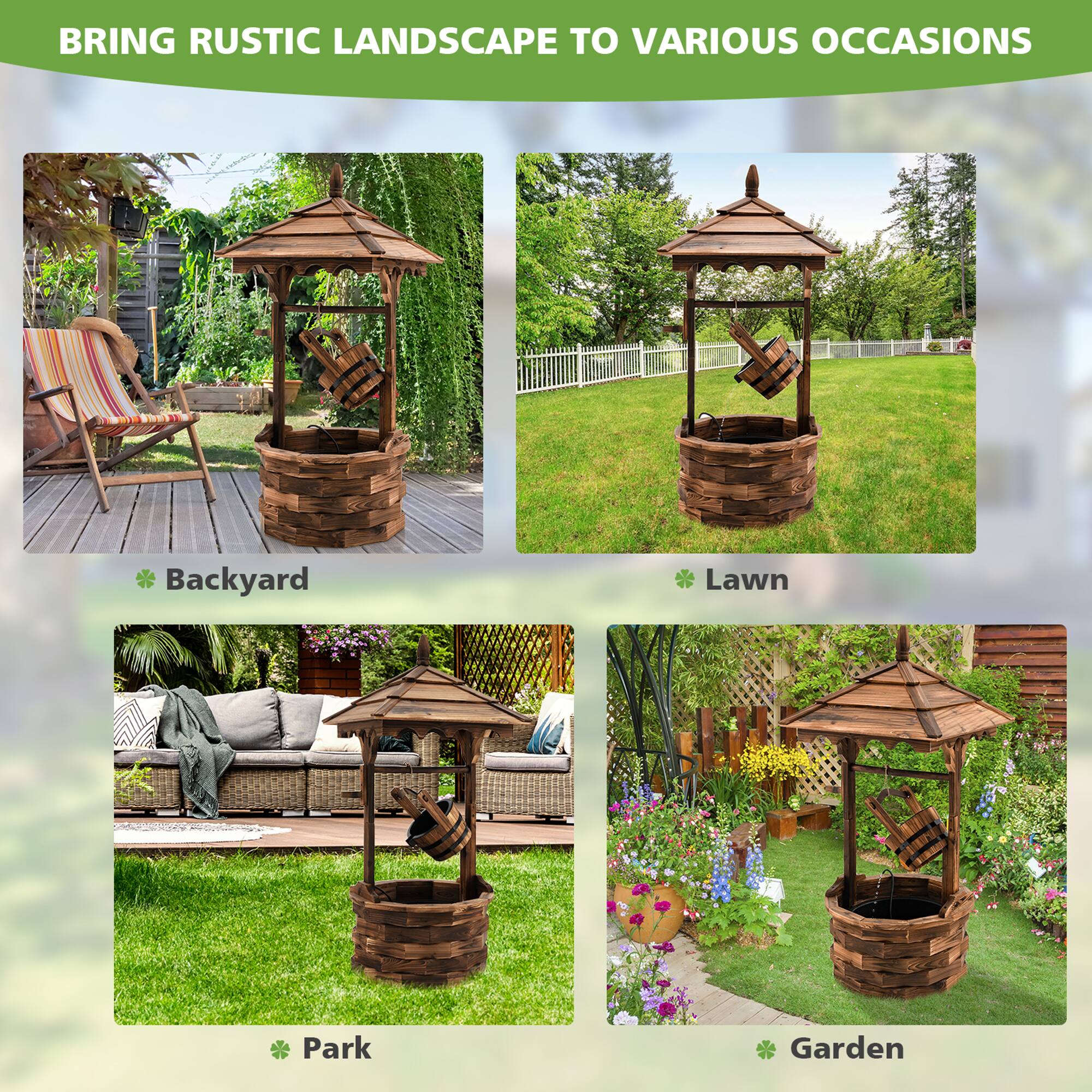 BRING RUSTIC LANDSCAPE TO VARIOUS OCCASIONS

- Backyard
- Lawn
- Park
- Garden