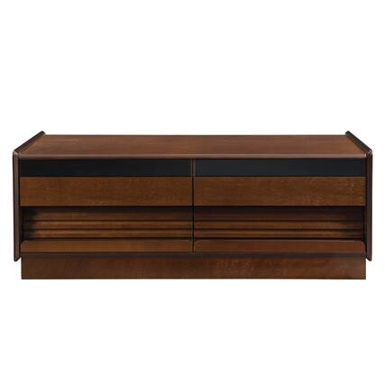 Front. Forest'nSky - Brown Modern Rectangle Coffee Table with 4 Drawers and 2 Display Shelves - Brown.
