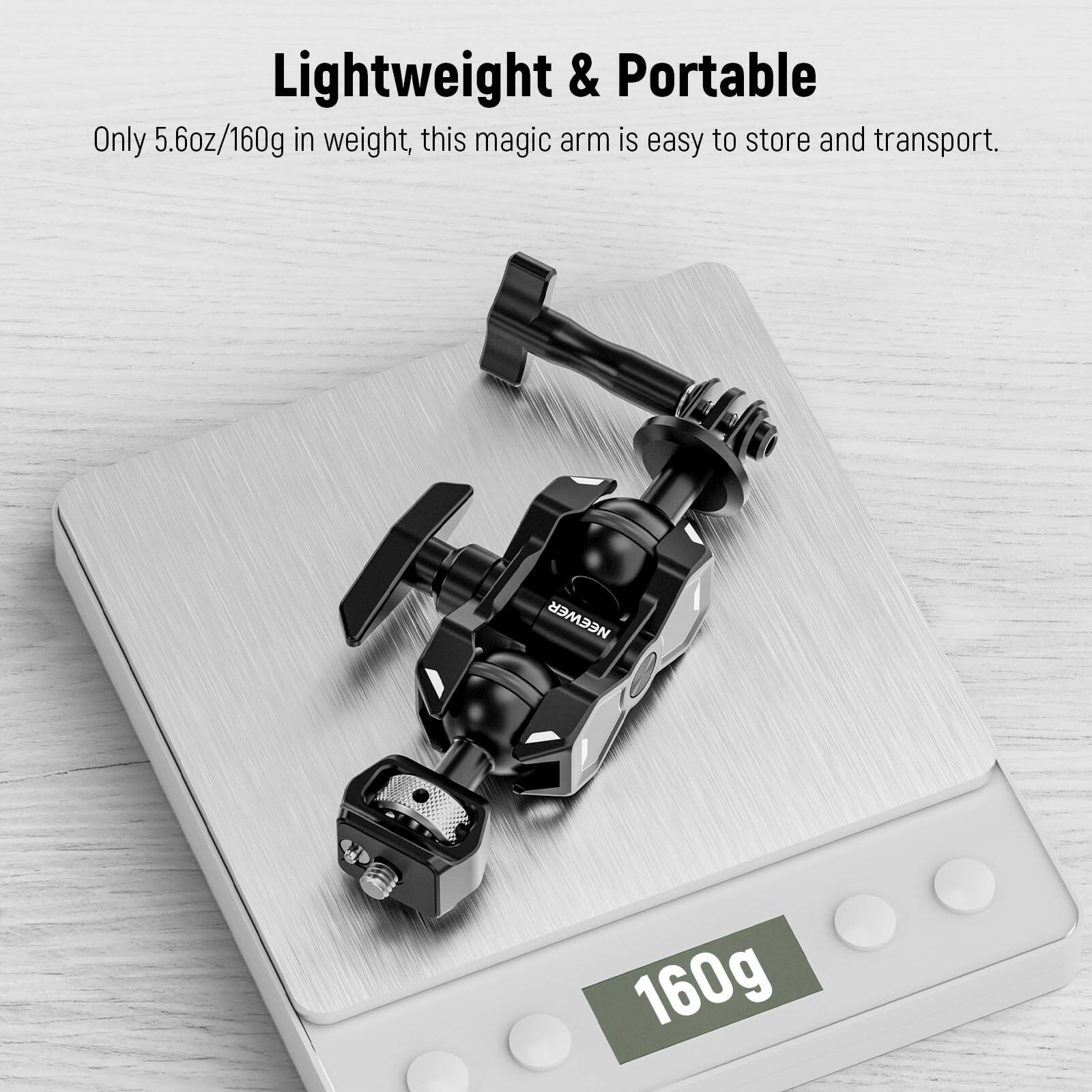 Lightweight & Portable

Only 5.6oz/160g in weight, this magic arm is easy to store and transport.