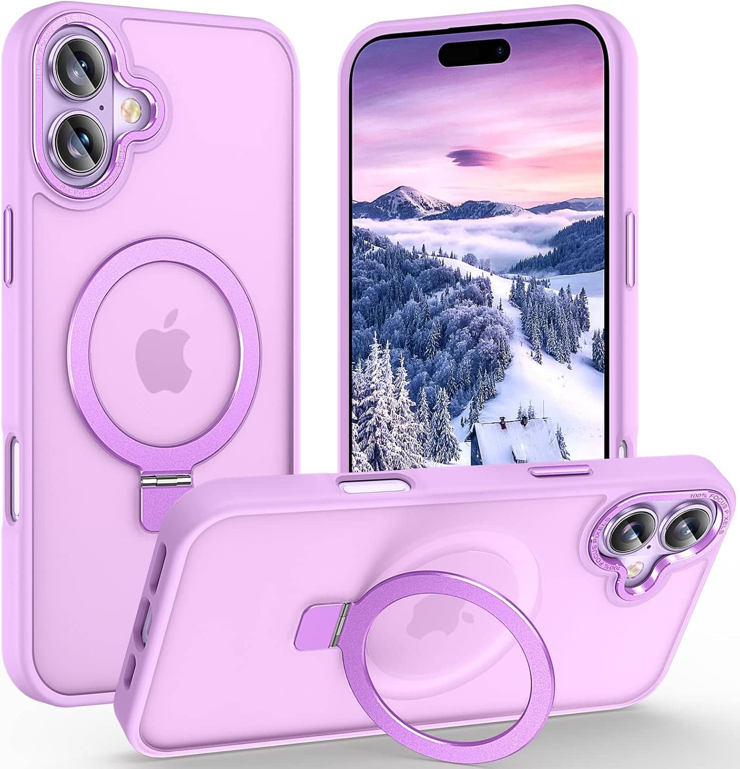 FINEAK - iPhone 17 Magnetic Case-Velvety Touch, Kickstand & 10FT Drop Protection - Lavender