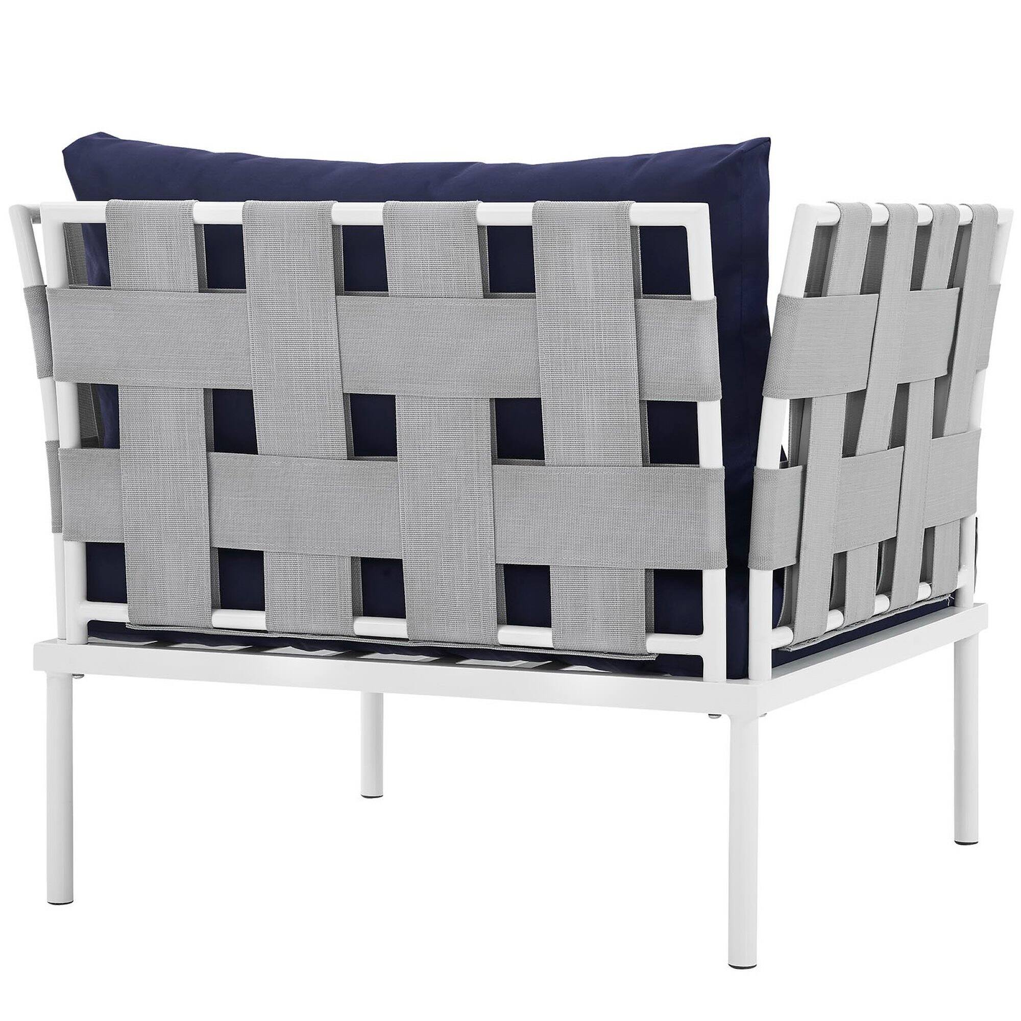Back. Modway - Harmony Outdoor Patio Aluminum Armchair by Modway - White Navy.