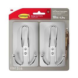 Command - Extra Large Hook, 10lb., Satin Nickel, 2/Pack - Beige