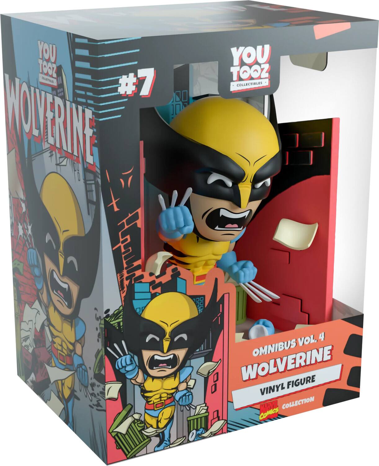 The corrected text is: "You Tooz Collectibles Omnibus Vol. 4 Wolverine Figure Vinyl Marvel Collection Comics."