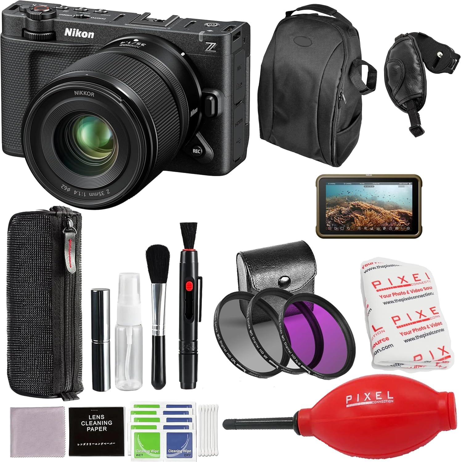 ZR Cinema Camera with 35mm f/1.4 Lens Kit and Advanced Accessories and Travel Bundle | 2042 | Nikon RED Z 6k Camera - Black