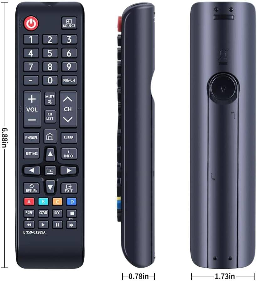 SOURCE 1 2 3 4 5 6 7 8 9 PRE-CH 6.88in + VOL MUTE E-MANUAL SETTINGS A B C D P.SIZE CC/VD REC 0.78in CH LIST SLEEP INFO RETURN EXIT 1.73in