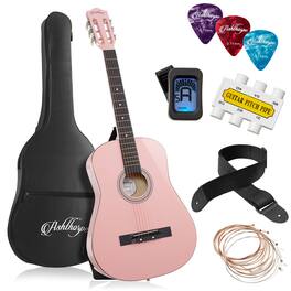 Ashthorpe - Beginner Acoustic Guitar Package - Starter Kit - Pink