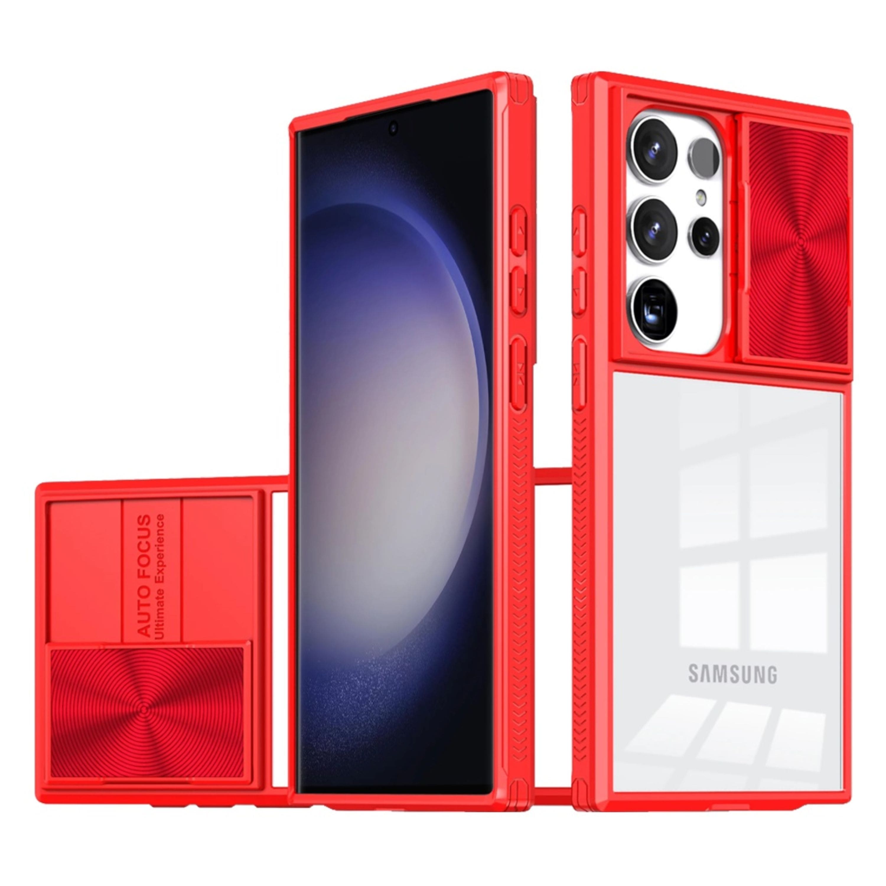 Kitcheniva - Rugged Clear Back Rear Lens Sliding Cover Phone Case For Samsung Galaxy S24+ - Red price history on PriceWatchPro