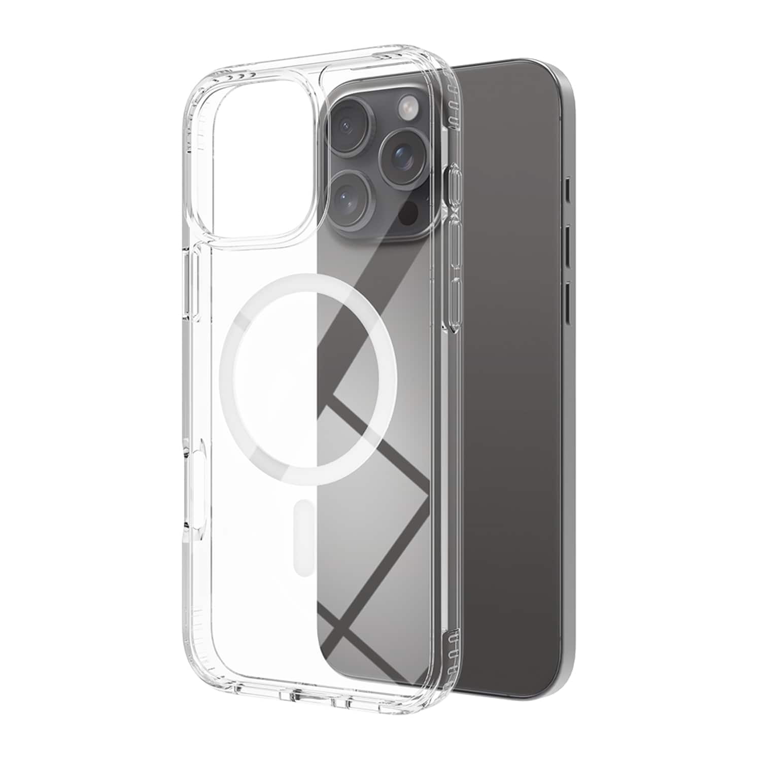 Dteck - Clear Magnetic Case for Apple iPhone 16 Pro Max Slim Anti Yellow Hard PC Shockproof Cover Wireless Charging Compatible - Clean