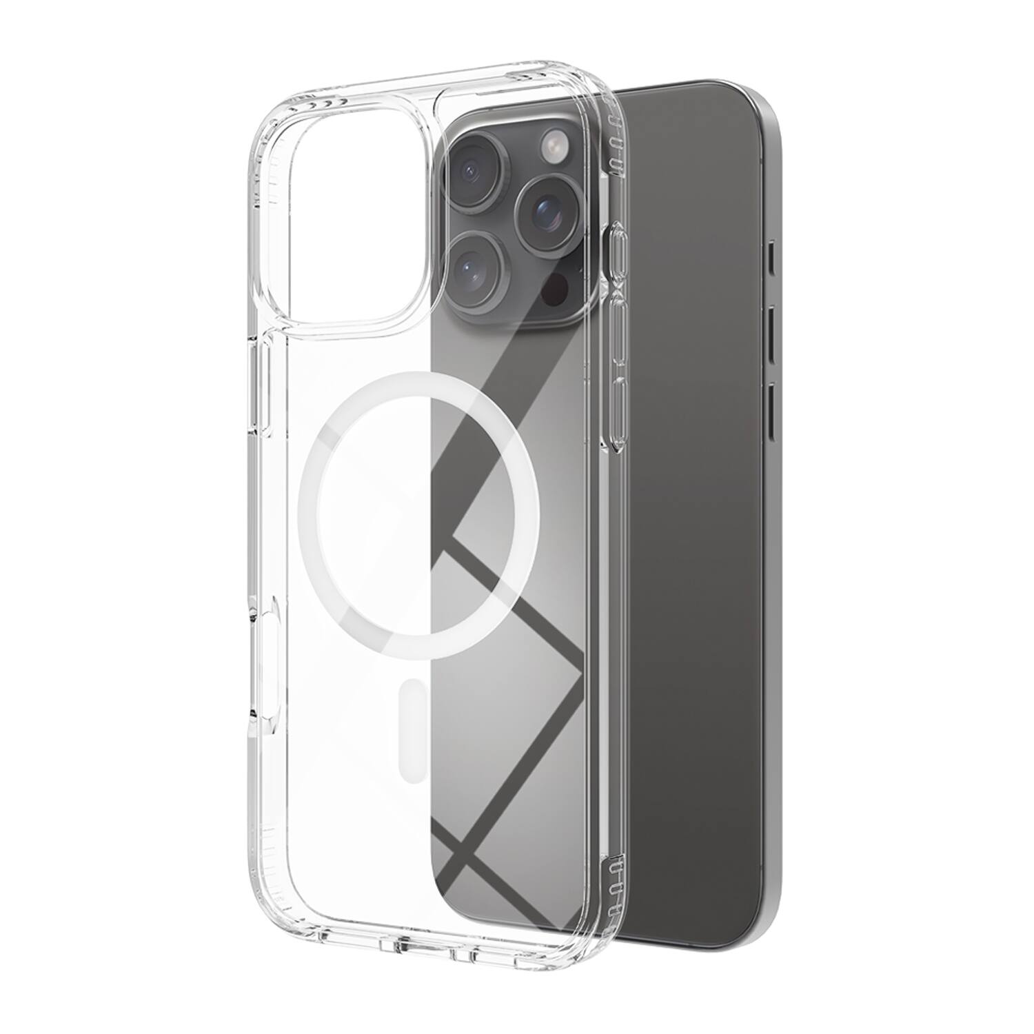 Front. Dteck - Clear Magnetic Case for Apple iPhone 16 Pro Max Slim Anti Yellow Hard PC Shockproof Cover Wireless Charging Compatible - Clean.