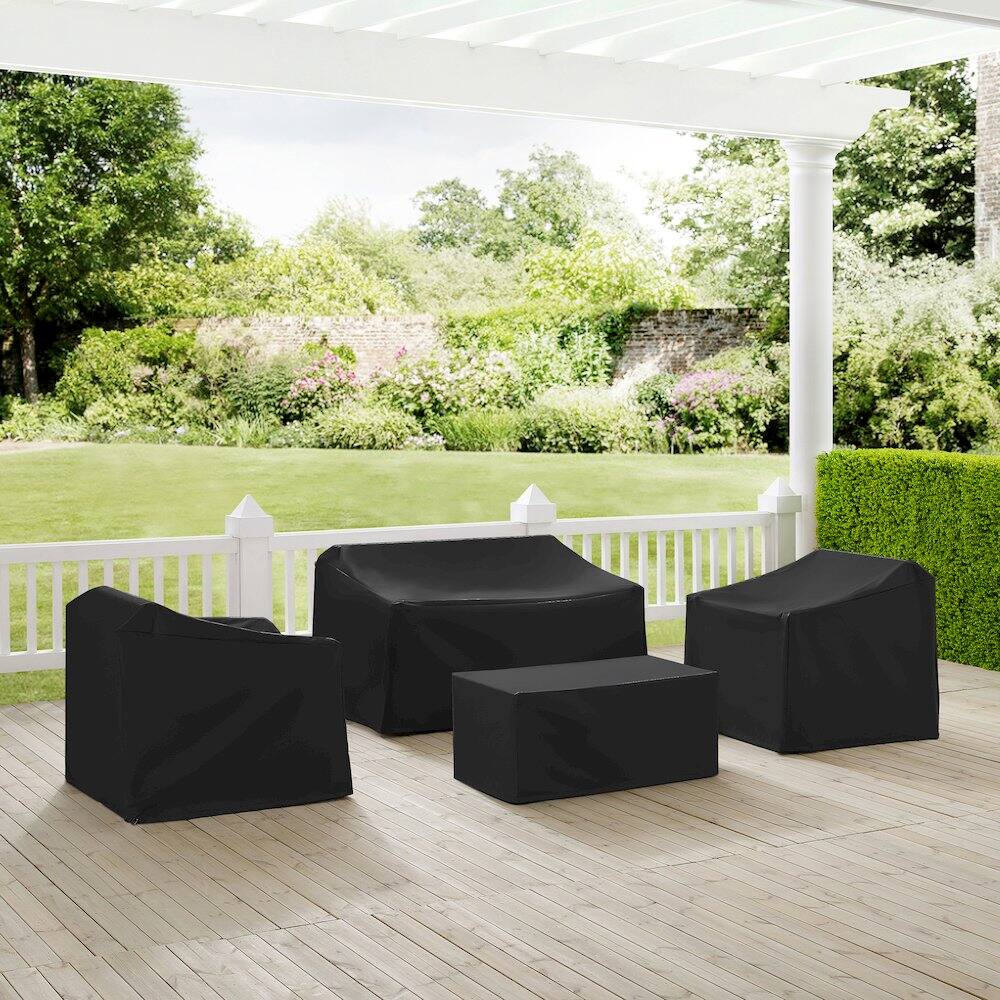 Alt View 8. Crosley Furniture - 4Pc Outdoor Furniture Cover Set - Loveseat - Black.