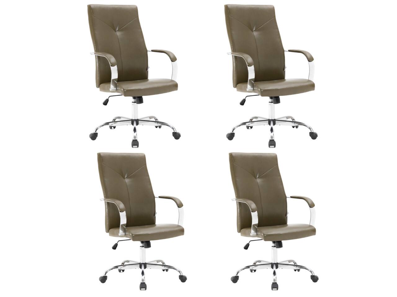 LeisureMod - Set of 4 Sonora Modern High-Back Leather Computer Office Chair with Adjustable Height and Swivel for Home Office - Olive Green