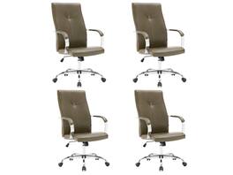 LeisureMod - Set of 4 Sonora Modern High-Back Leather Computer Office Chair with Adjustable Height and Swivel for Home Office - Olive Green