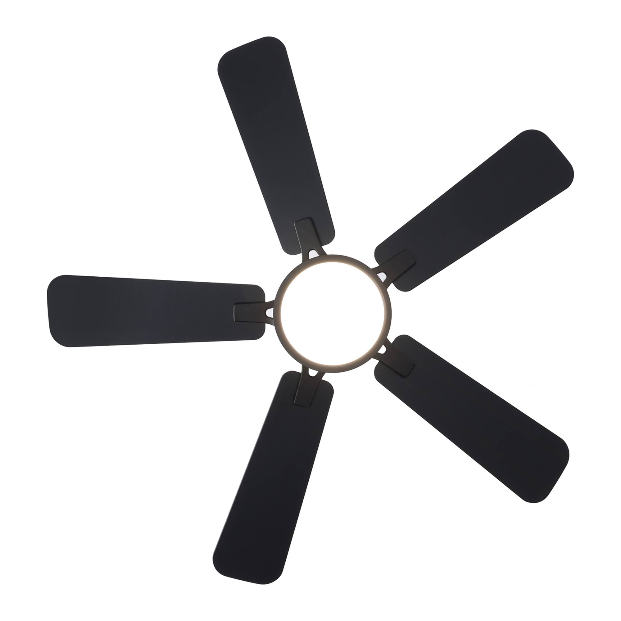 Alt View 5. Siljoy - 44 Inch Black Flush Mount Ceiling Fan with LED Light, 5 Dual-Sided Reversible Blades for Bedroom and Foyer - Black.