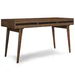Simpli Home - Clarkson SOLID ACACIA WOOD Contemporary 60 inch Wide Desk - Rustic Natural Aged Brown
