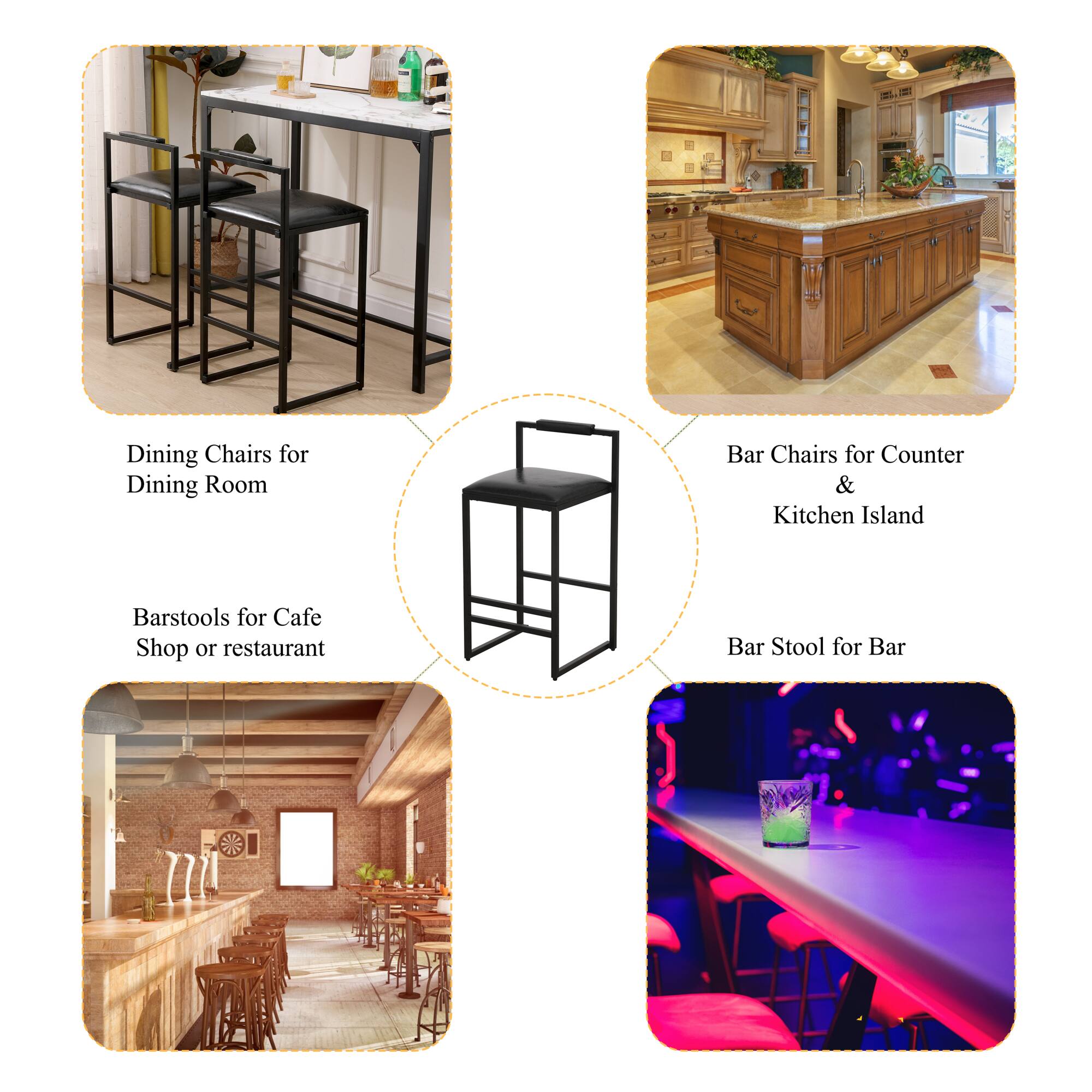 - Dining Chairs for Dining Room
- Bar Chairs for Counter & Kitchen Island
- Barstools for Cafe Shop or restaurant
- Bar Stool for Bar