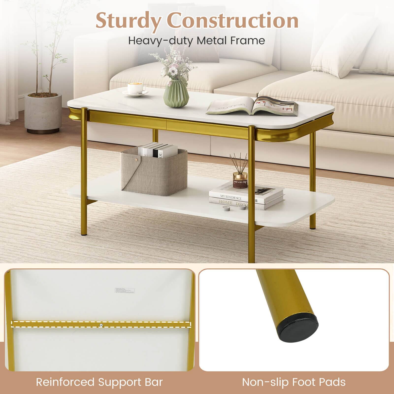 Sturdy Construction  
Heavy-duty Metal Frame  

Reinforced Support Bar  

Non-slip Foot Pads