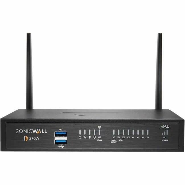 SonicWall - TZ270W Network Security/Firewall Appliance - Intrusion Prevention - 8 Port - 1000Base-T - Gigabit Ethernet - 2 - Black