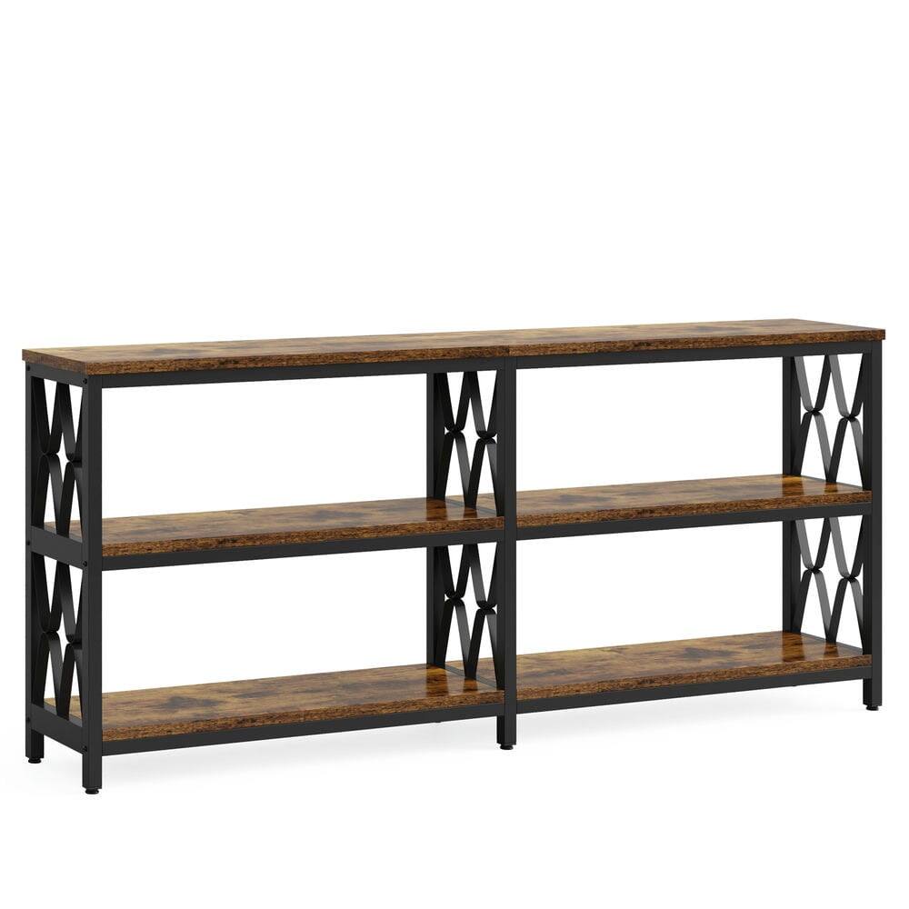 Back. Kadyn - Entryway Table, Console Sofa Table,3-Tier Console Table, 70.9" Industrial Sofa Foyer Table for Living Room - Brown.