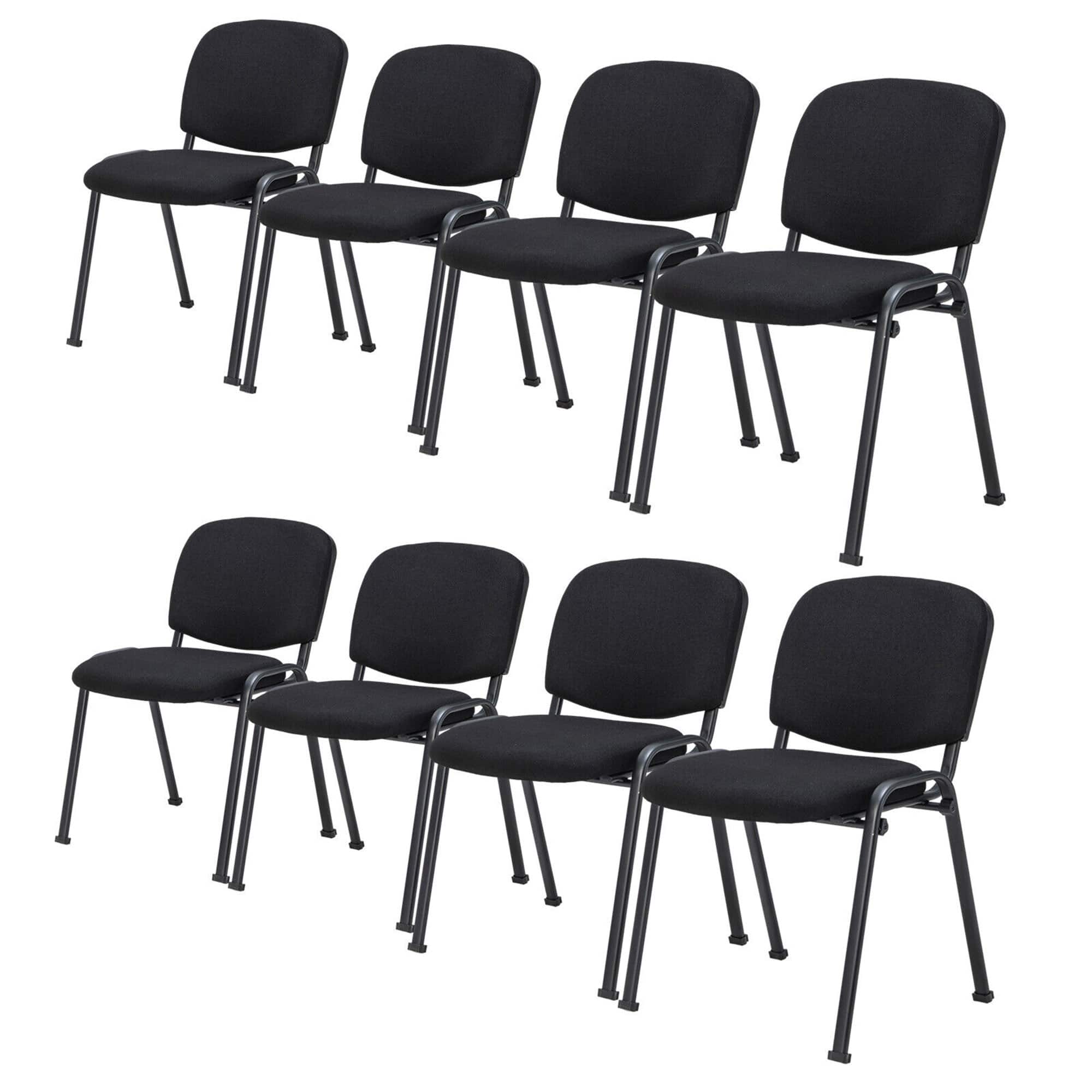 Gymax - Set of 8 Office Guest Chair Stackable Reception Chair Waiting Conference Room - Black