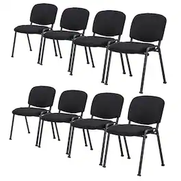 Gymax - Set of 8 Office Guest Chair Stackable Reception Chair Waiting Conference Room - Black