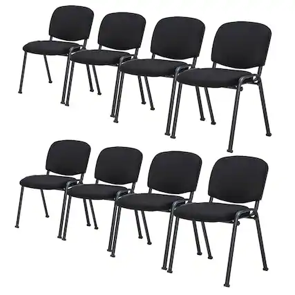 Front. Gymax - Gymax Set of 8 Office Guest Chair Stackable Reception Chair Waiting Conference Room - Black.