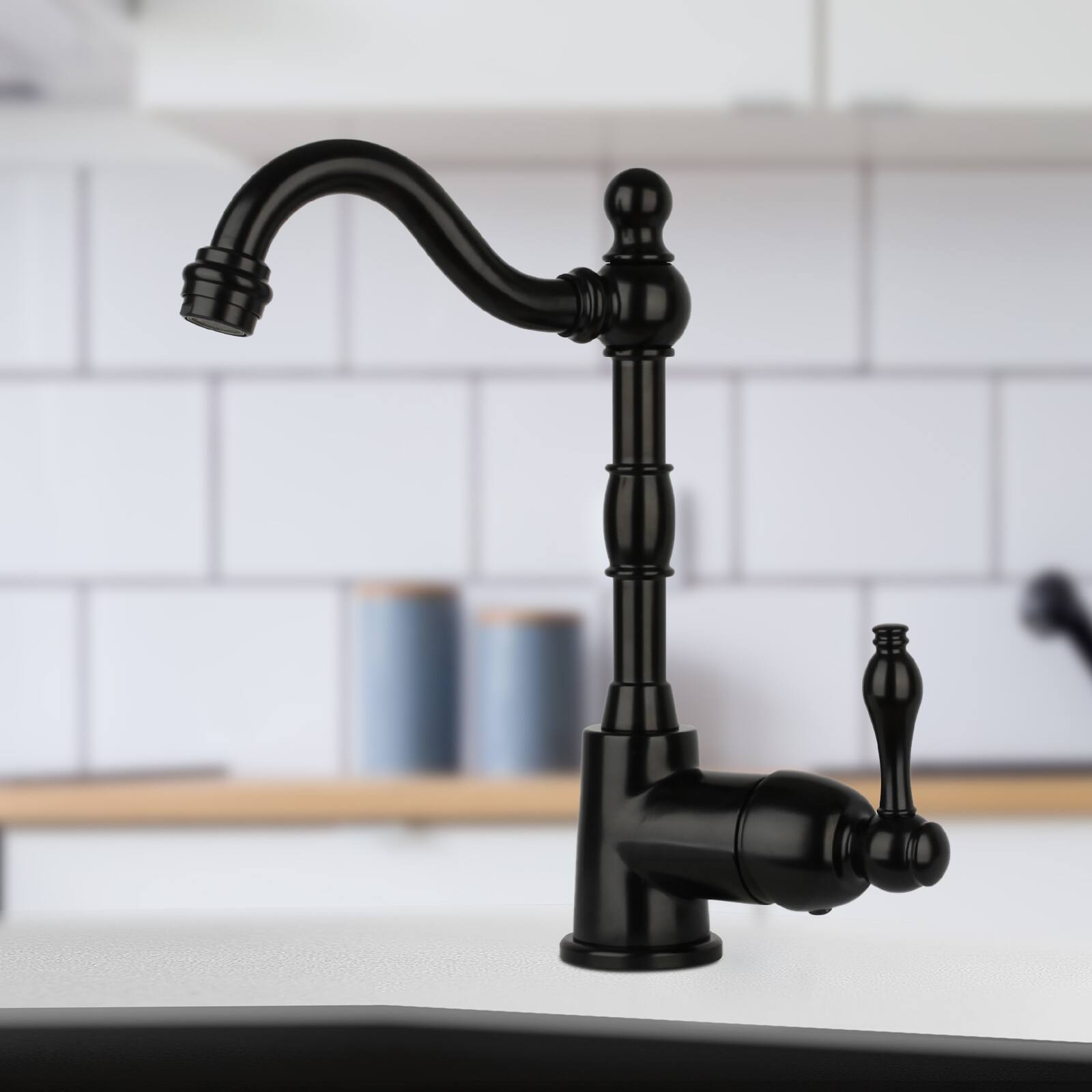 Alt View 3. Akicon - Akicon Solid Brass One-Handle Widespread Kitchen Bar Faucet in Matte Black - Matte Black.