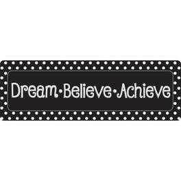 ASHLEY PRODUCTIONS - The Original Fun Mat Mat Runner 15.5 x 47 Dream Believe Achieve Black with White Dots - Multicolored
