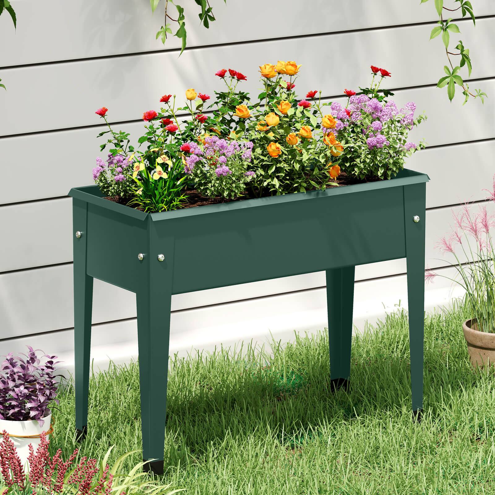 Alt View 1. Costway - Costway 2 PCS Raised Garden Bed, Elevated Metal Planter Box with Legs and Drainage Holes - Green.