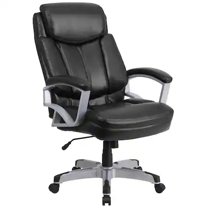 Front. Emma + Oliver - 500 lb. Big & Tall Executive Swivel Ergonomic Office Chair with Arms - Black LeatherSoft.