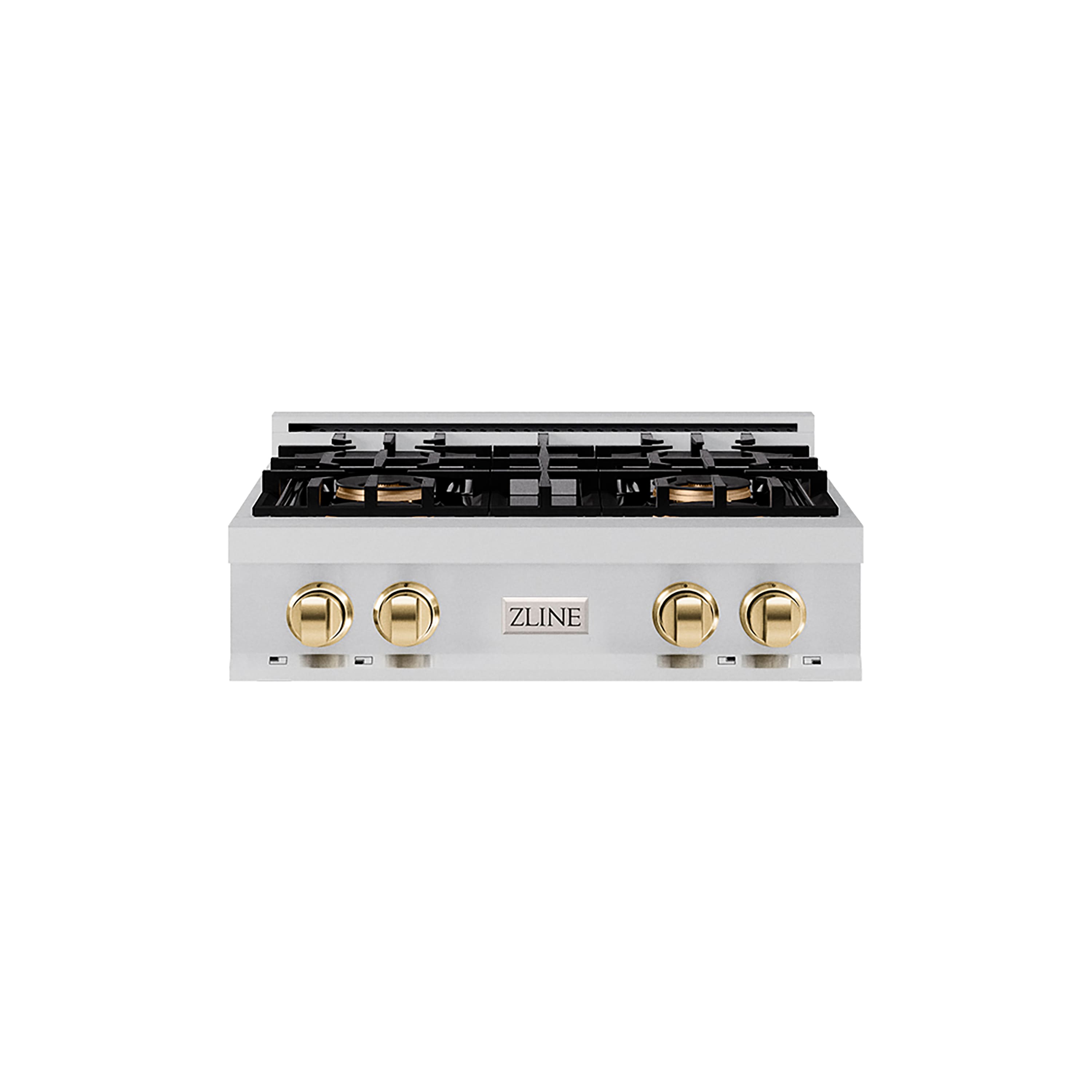 ZLINE Autograph 30 in. Classic Built-In Gas Cooktop with 4 DuoPro Burners and Gold Accents (PCRTZ-30-G) Front