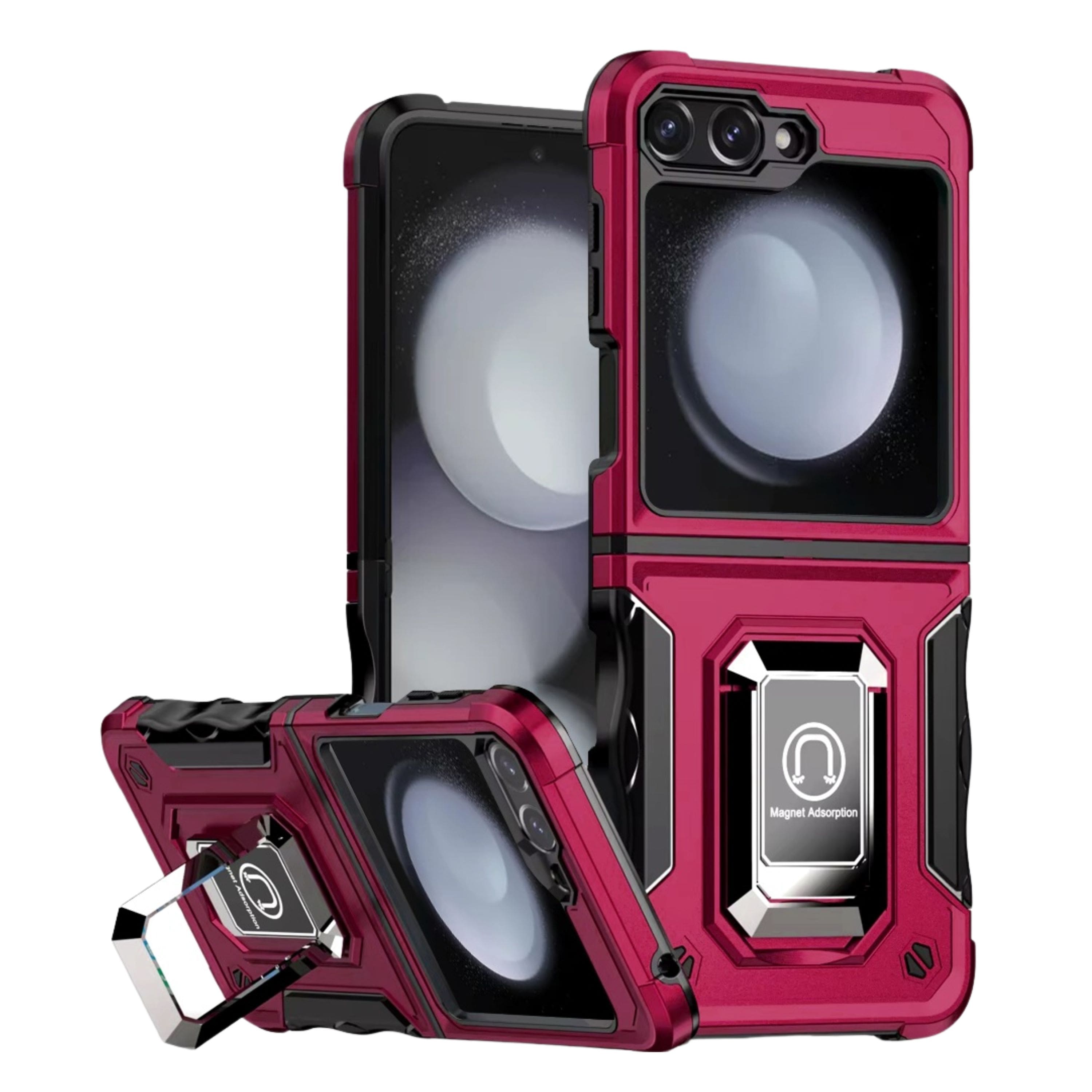 Kitcheniva - Protective Magnetic Ring Stand Grip Design Phone Case For Samsung Galaxy Z Flip 6 - Hot Pink price history on PriceWatchPro