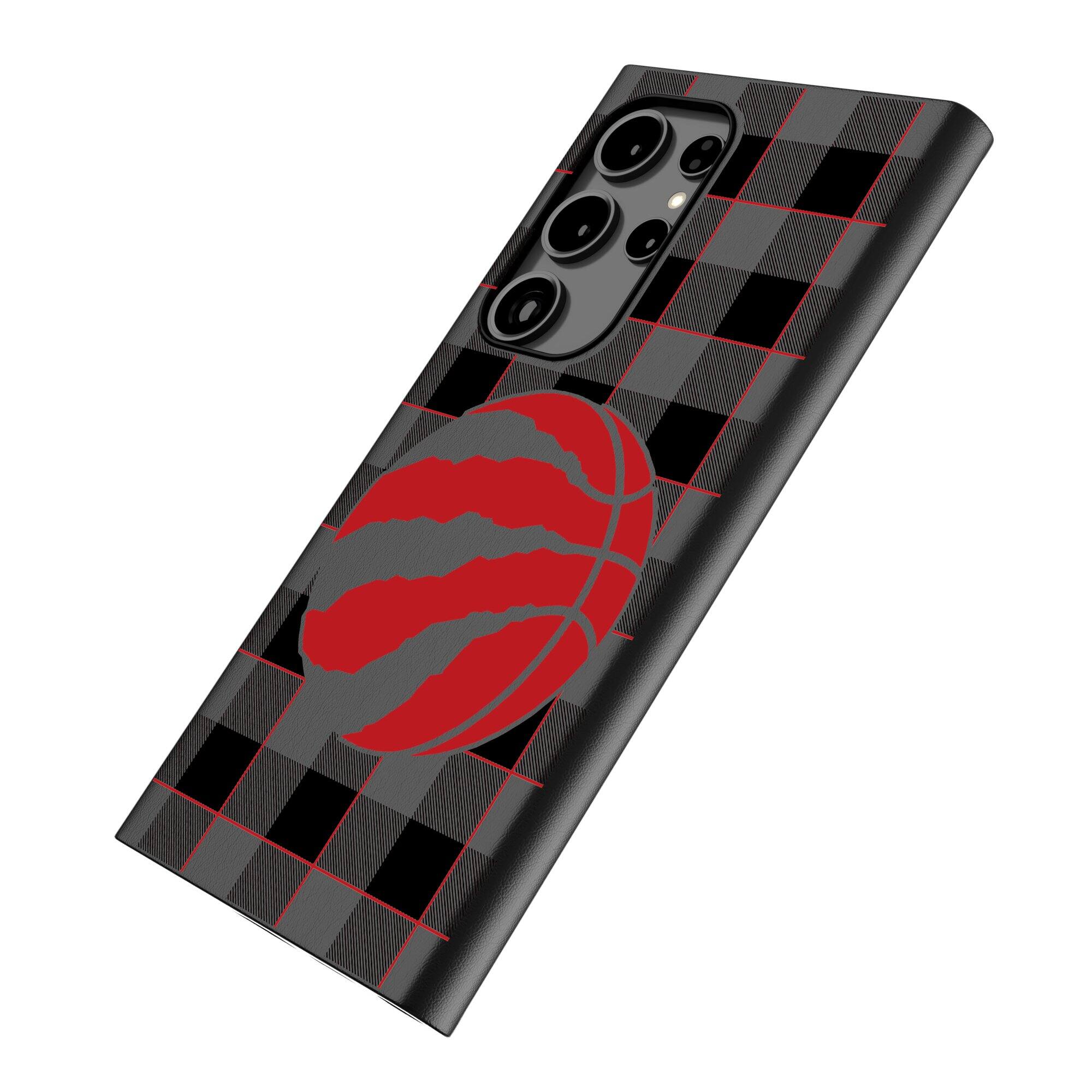 Alt View 1. Keyscaper - Toronto Raptors Plaid Galaxy Magnetic Bump Case - S24 Ultra - Black.