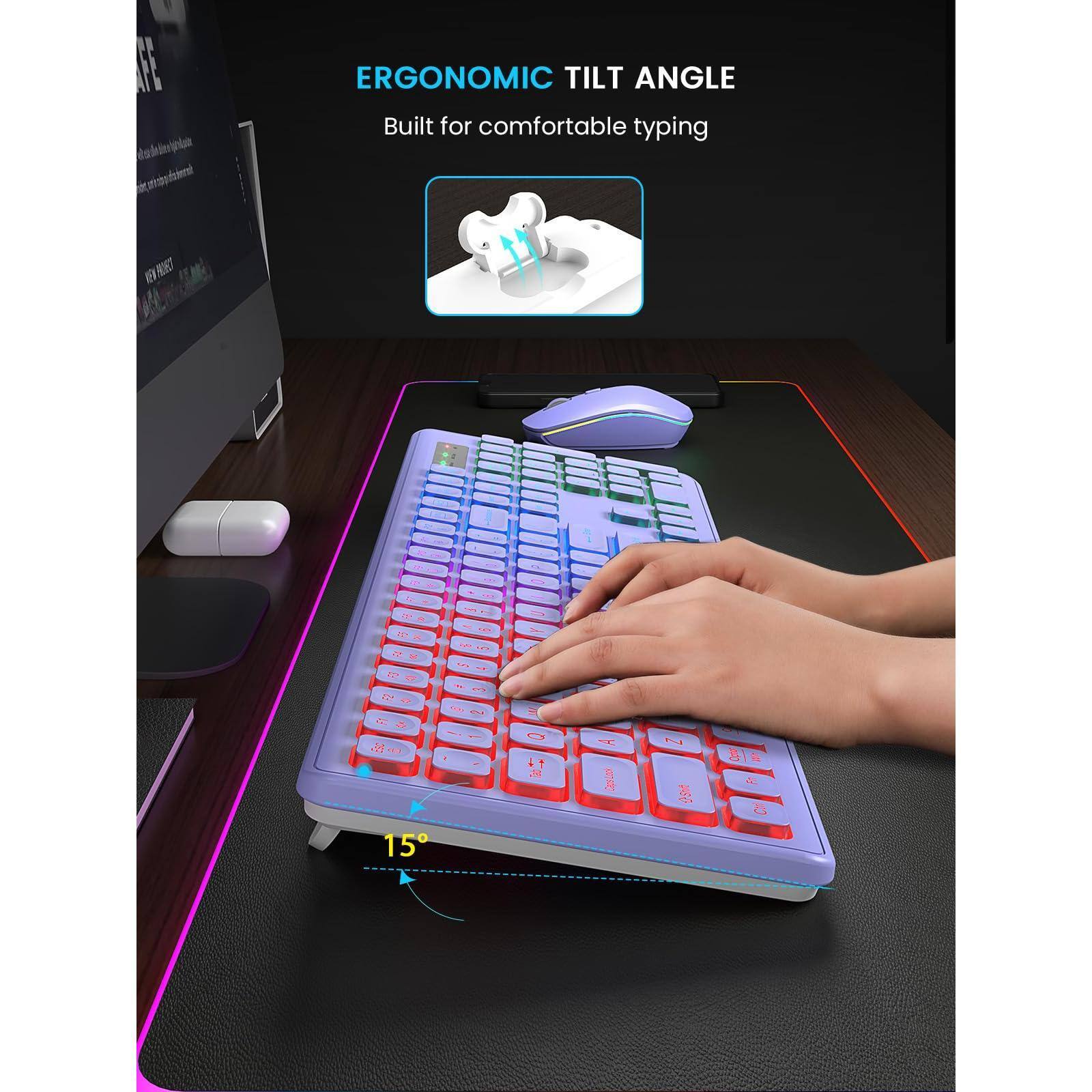 ERGONOMIC TILT ANGLE  
Built for comfortable typing  

15°
