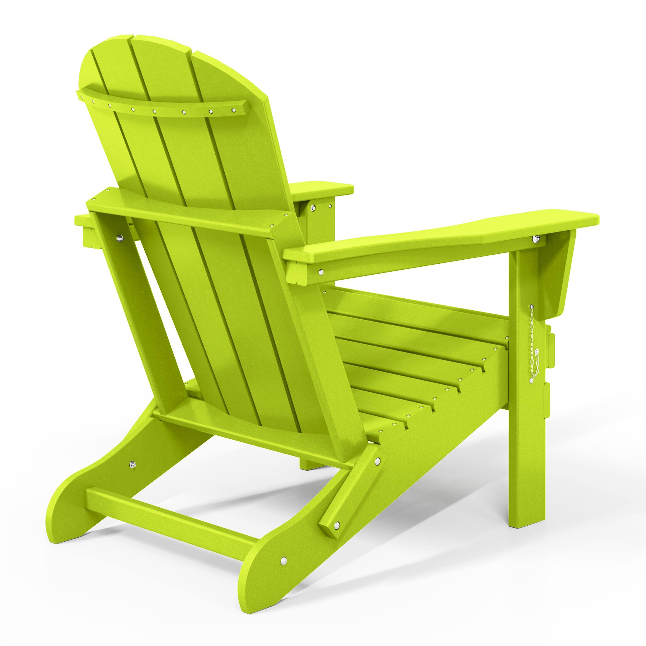 Back. WestinTrends - WestinTrends Malibu Outdoor HDPE Folding Poly Adirondack Chairs (Set of 4) - Lime.