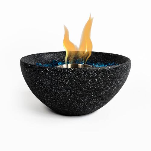 Left. Siljoy - Tabletop Fire Pit Black Table Top Fire Bowl Outdoor  Indoor Portable Ethanol Fireplace Alcohol Fire Pot.