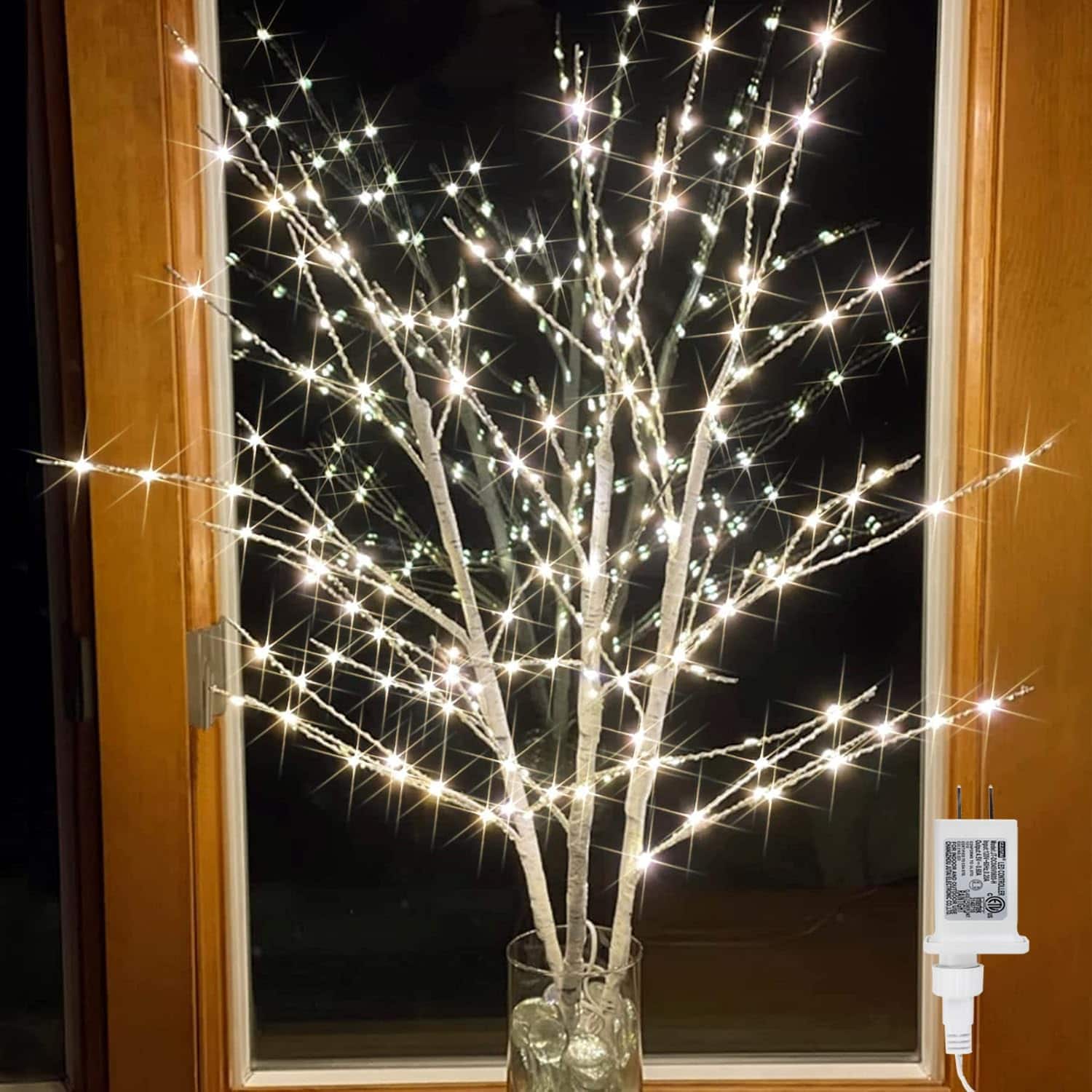 ACJPR - 33" Lighted White 180 LED, Timer, Plug-In, Artificial Branches - Birch Tree