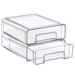 Sorbus - Medium Stackable Storage Drawers – 2-Pack Plastic Organizer Bins with Handles – Pull-Out Stackable Drawers - Clear